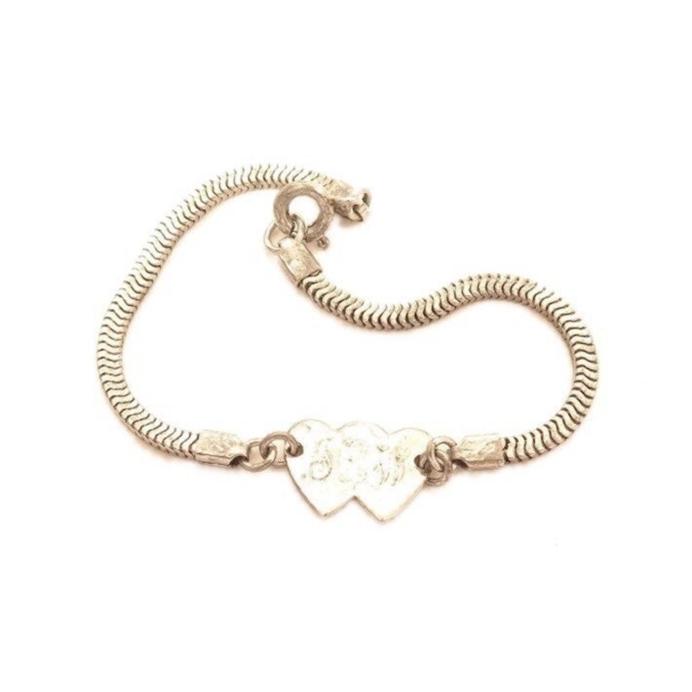 Vintage Silver Double Heart JLW Bracelet
